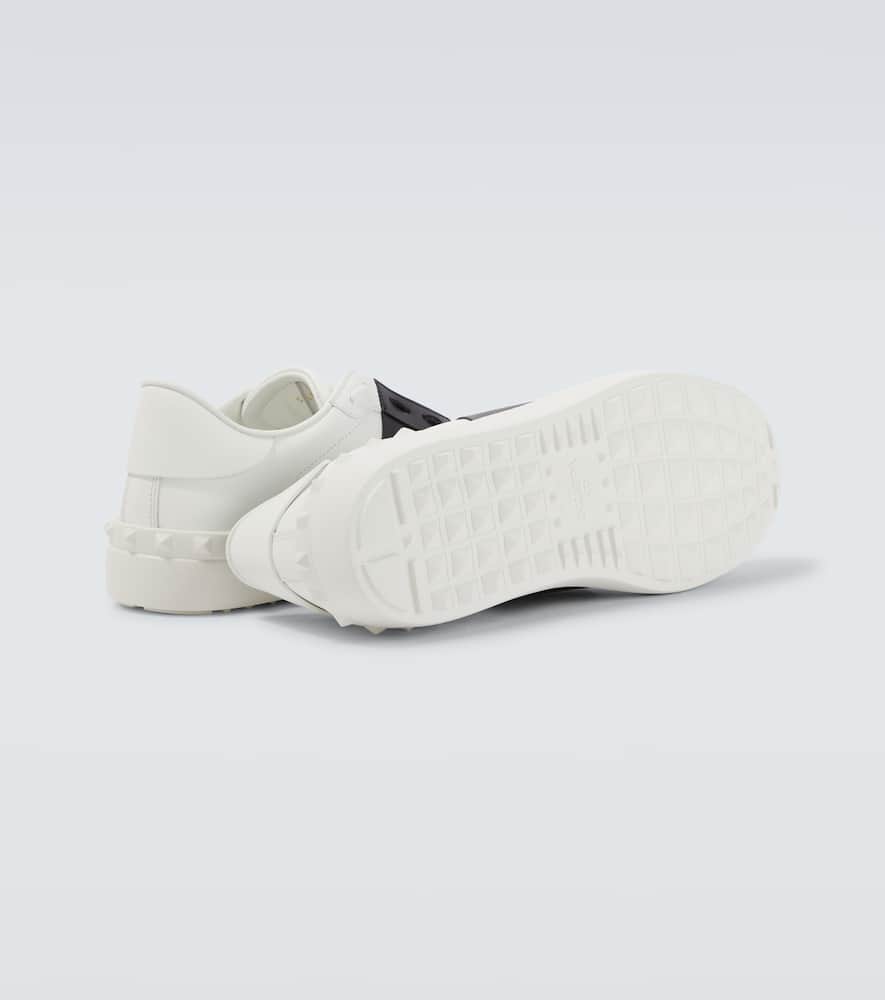 Valentino Garavani Open Leather Sneakers With Contrast Band And Stud Details Shoes In White