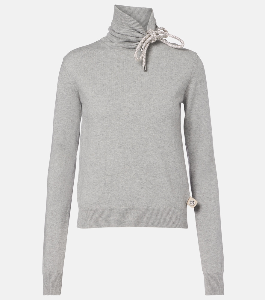 Area Embellished cotton and cashmere turtleneck sweater