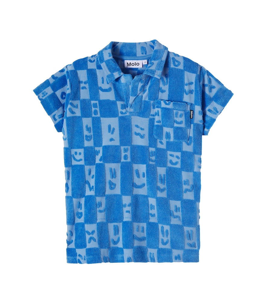 Molo Blue Randel Cotton-Blend Terry Polo Shirt Y Size 15 - Mytheresa