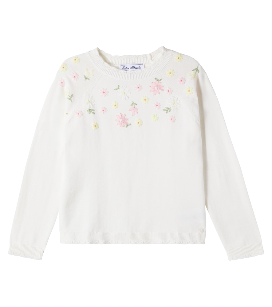 Tartine Et Chocolat White Embroidered Floral Cotton Sweater Y Size 6 - Mytheresa