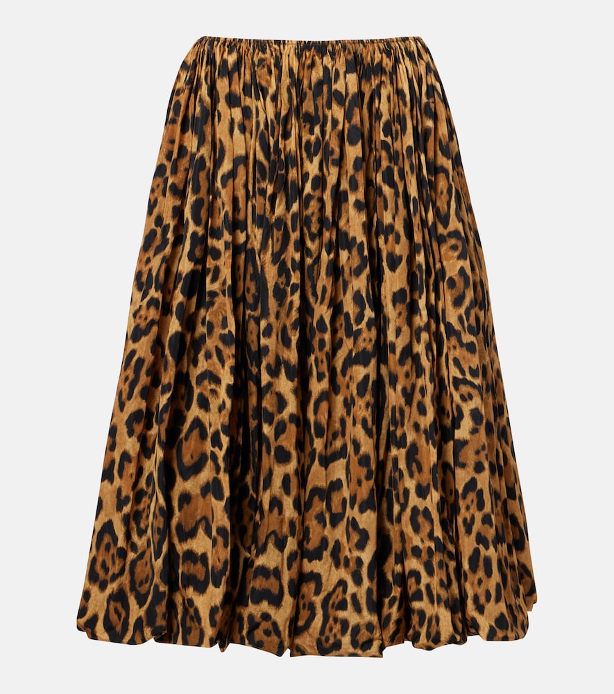 Alaia Alaïa Leopard-print taffeta midi skirt