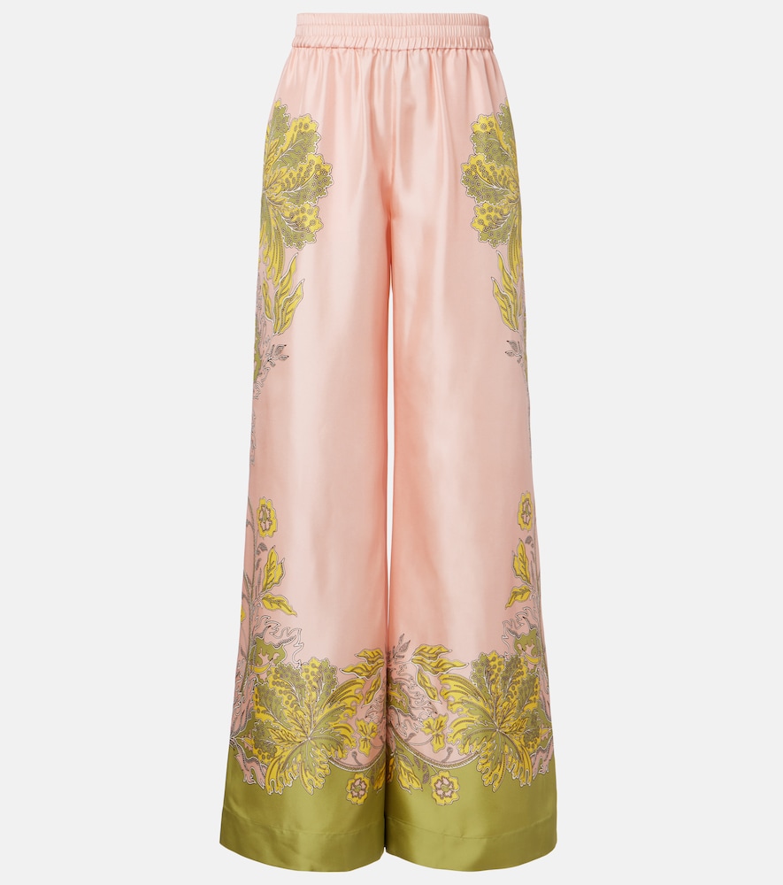 Hose mit weitem Bein aus Seiden-Twill