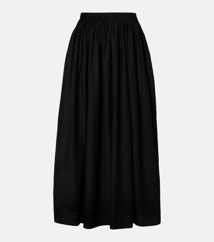 Loulou De Saison Naya Gathered Cotton and Silk Maxi Skirt