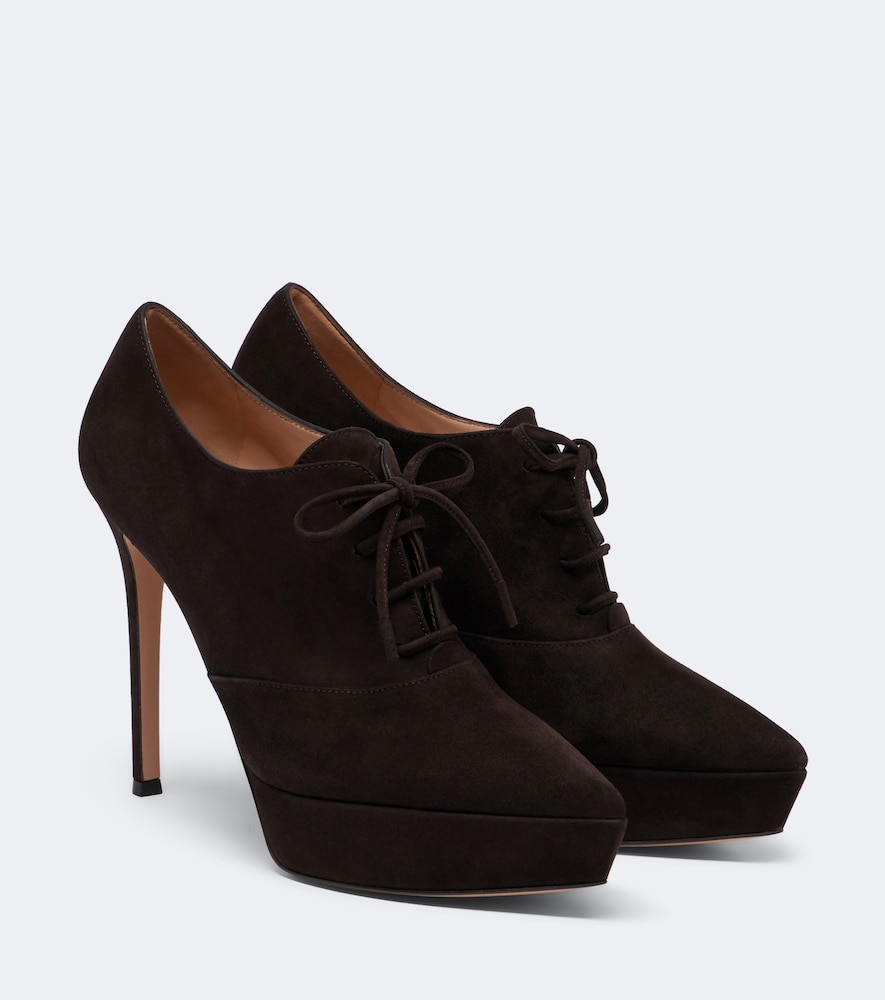 Gianvito Rossi Lace-up Suede Platform Pumps In Brown