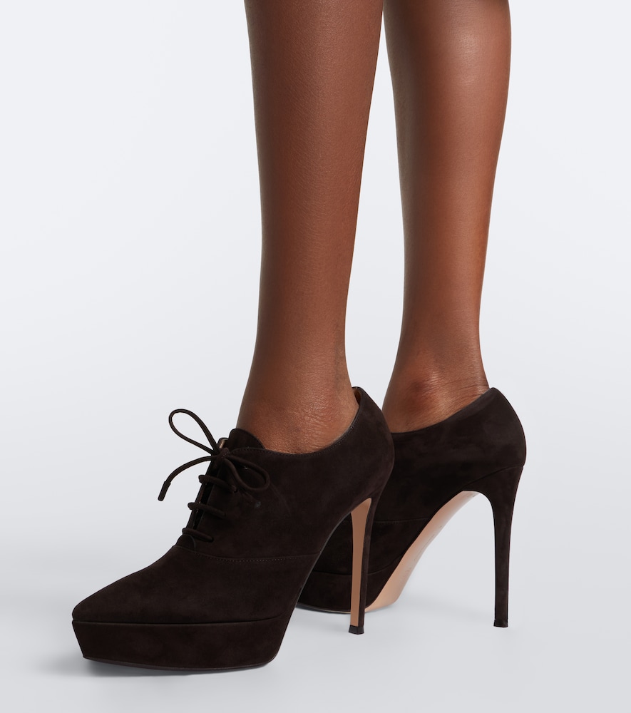 Lace-Up Suede Platform Pumps