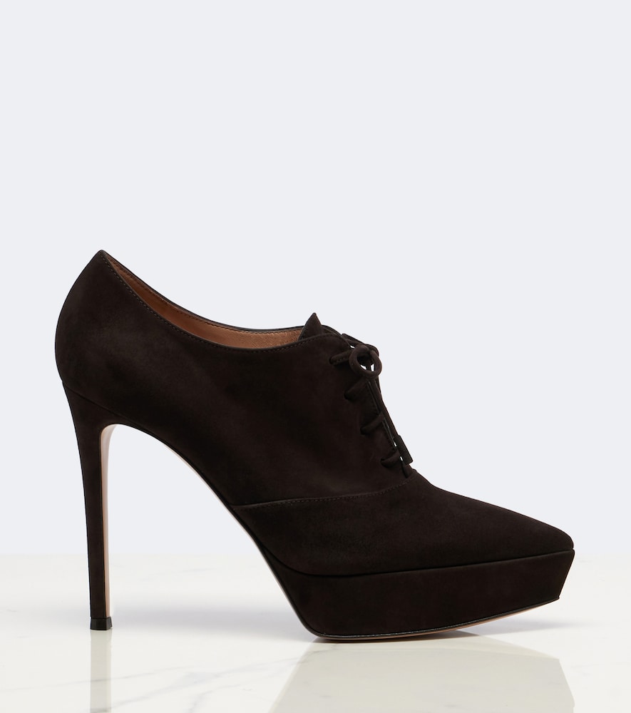 Lace-Up Suede Platform Pumps