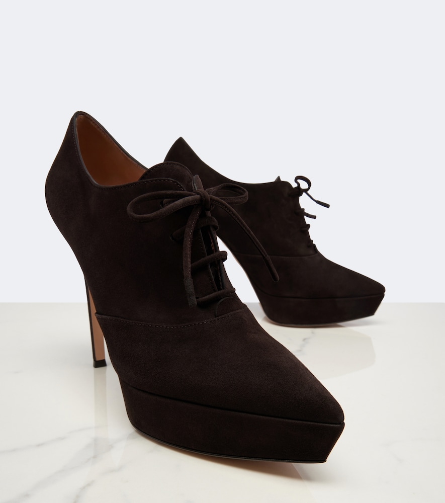 Lace-Up Suede Platform Pumps