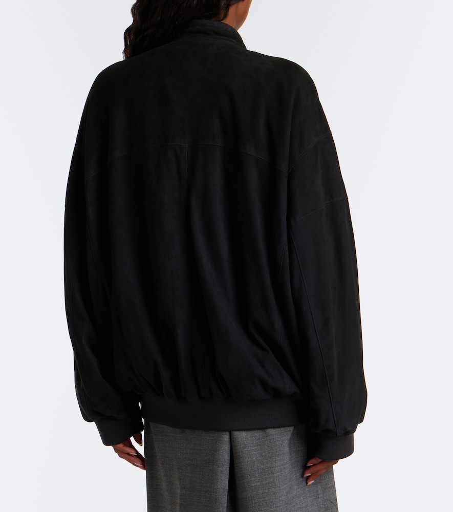 Prada Oversized Suede Bomber Jacket In Grey