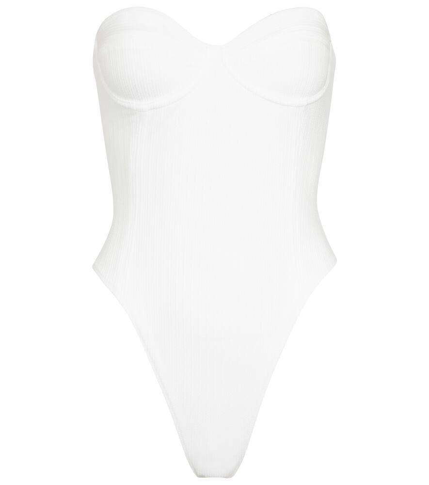 white bandeau swimsuit