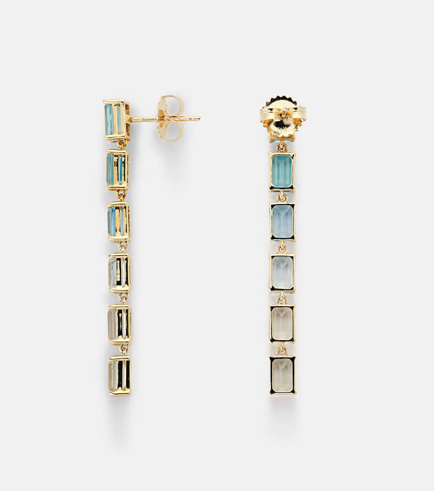 Suzanne Kalan Dawn 14kt Yellow Gold Earrings With Topaz In Blue