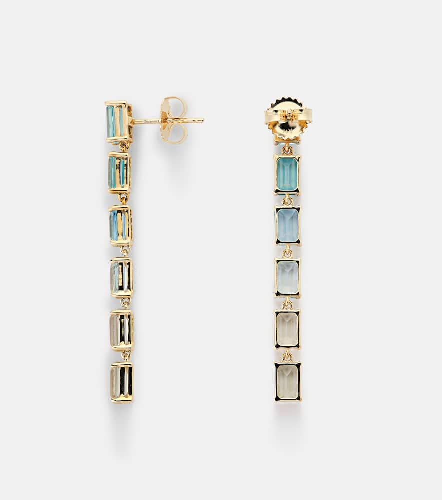 Shop Suzanne Kalan Dawn 14kt Yellow Gold Earrings With Topaz In Blue