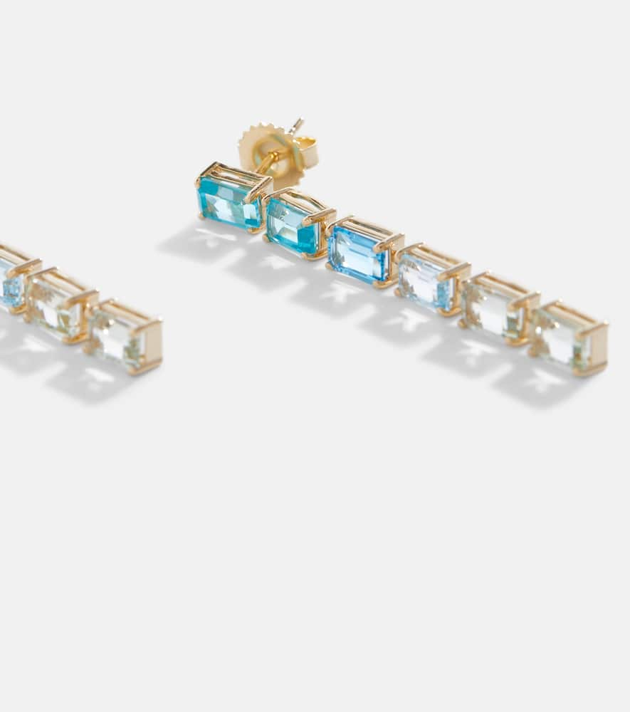 Shop Suzanne Kalan Dawn 14kt Yellow Gold Earrings With Topaz In Blue