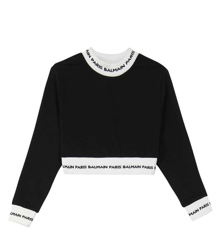 Balmain Kids Cropped cotton sweatshirt