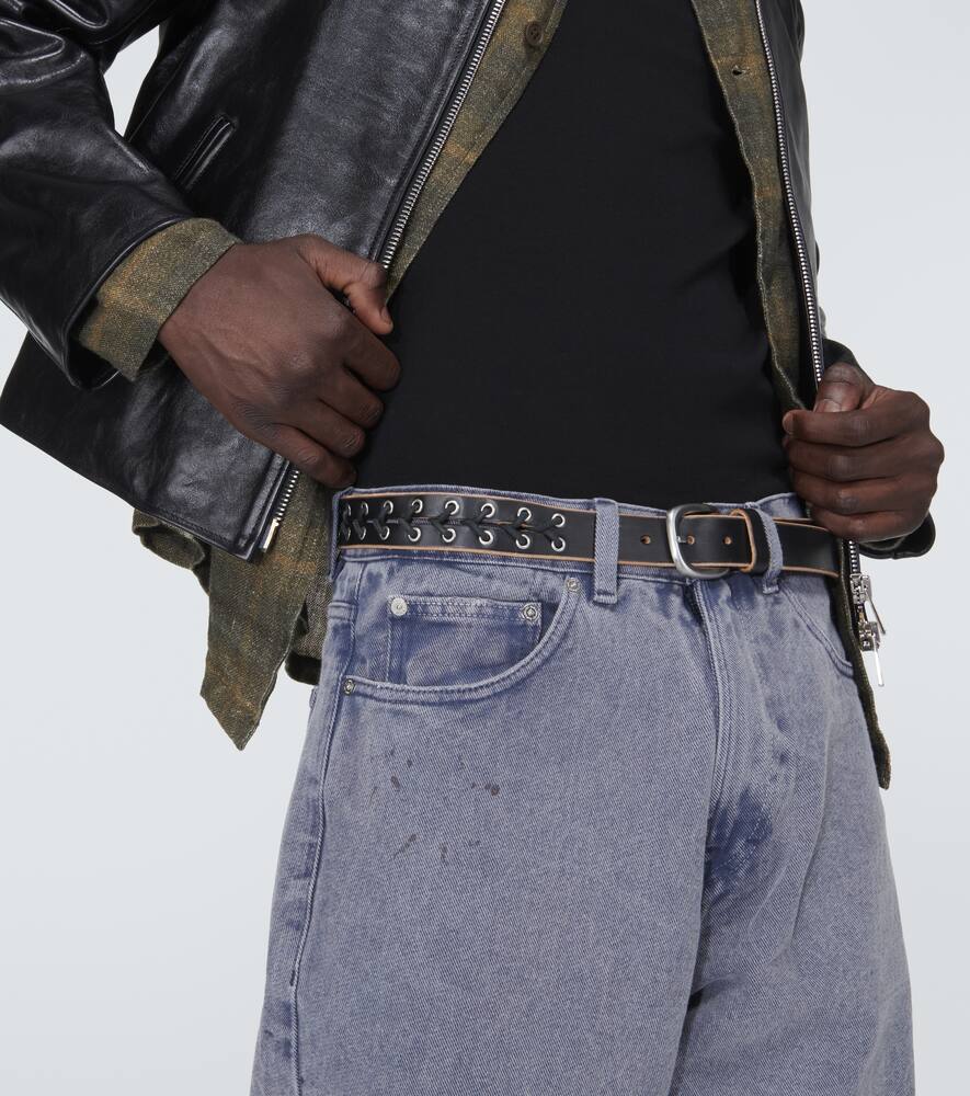 小物 OUR LEGACY 2CM BRAIDED BELT 90 Our Legacy - 2 cm Braided Belt Soft Coal Torn Bovine