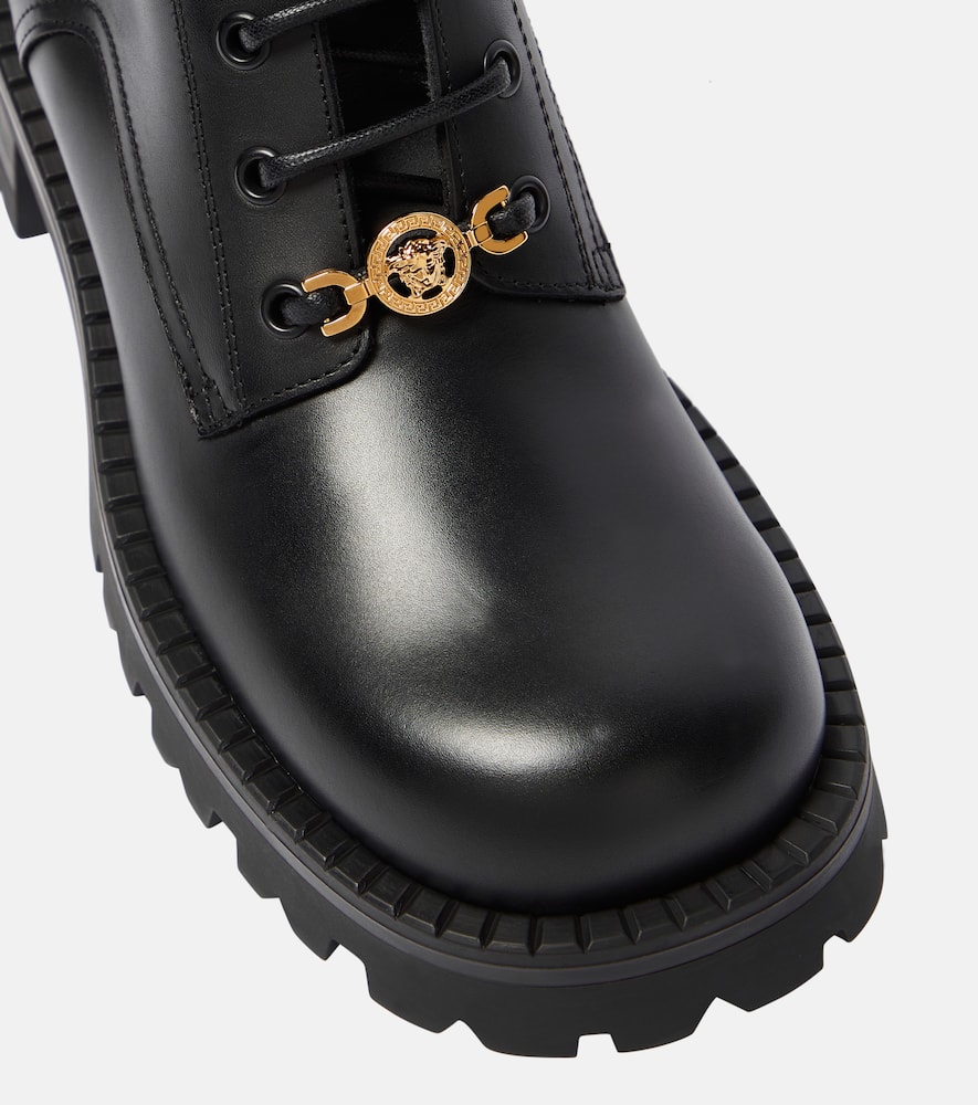 Shop Versace Vagabond Leather Lace-up Boots In Black