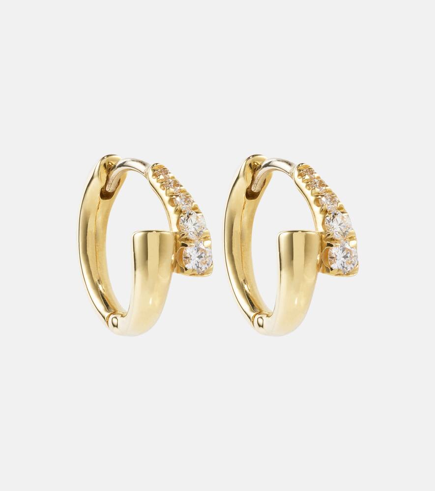 Melissa Kaye Lola Huggie 18kt gold hoop earrings with diamonds