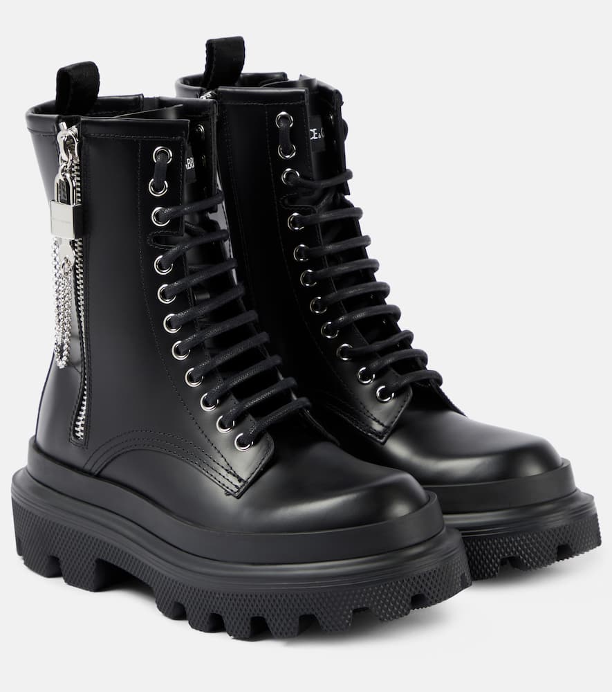 Leather combat boots