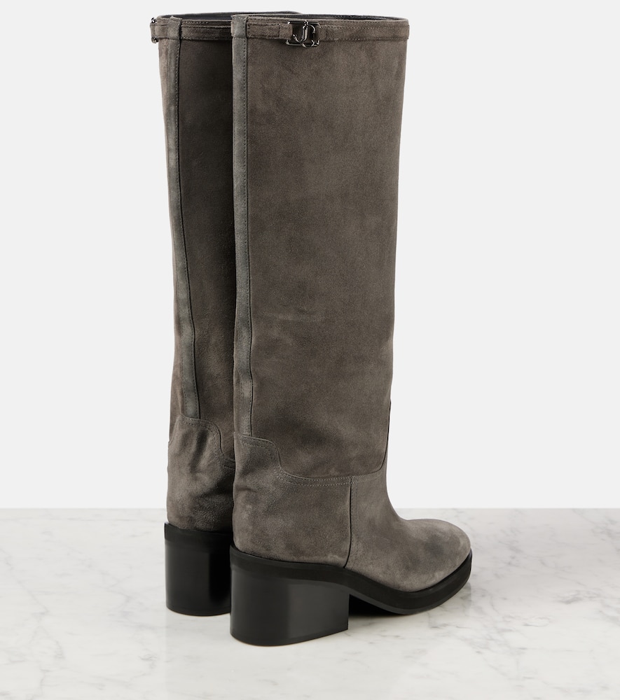 Jimmy Choo Yasmin 70 Suede Knee-high Boots In Grey