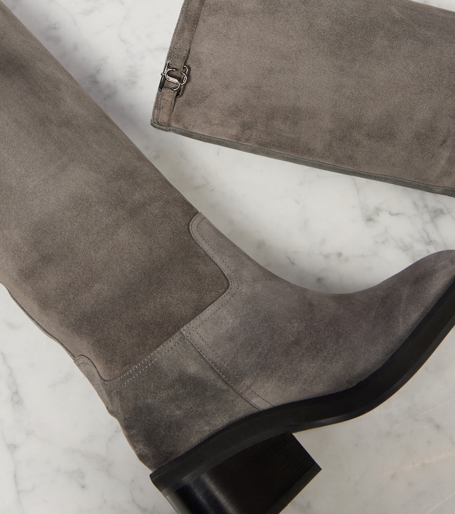 Jimmy Choo Yasmin 70 Suede Knee-high Boots In Grey