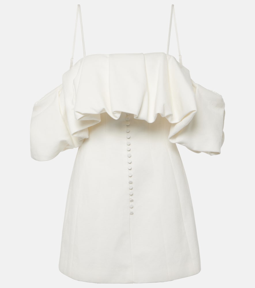 Simkhai Puff Off Shoulder Cotton and Linen Minidress