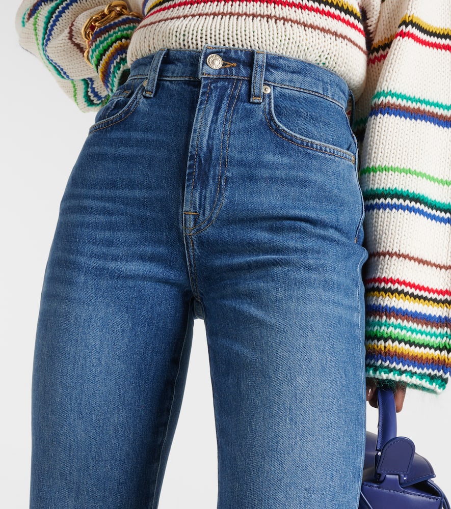7 For All Mankind Logan High-rise Cropped Slim Jeans In Blue