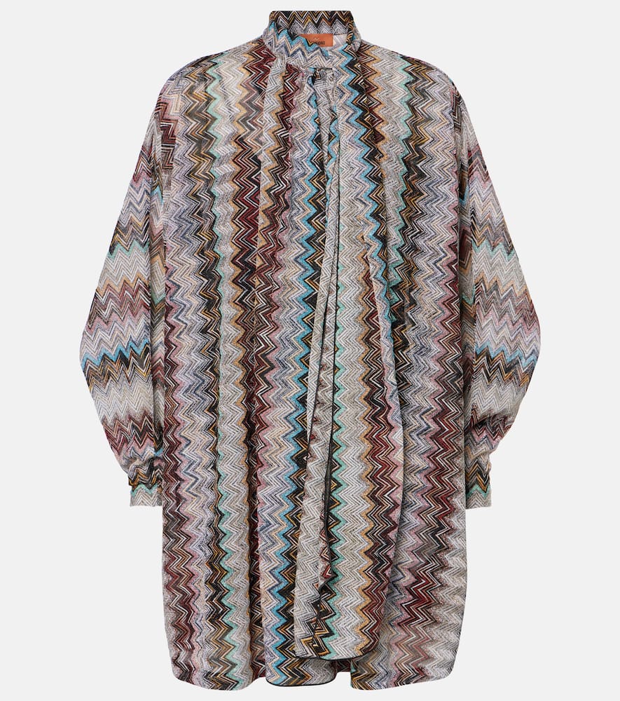 Shop Missoni Zigzag Draped Lamé Minidress In Multicoloured