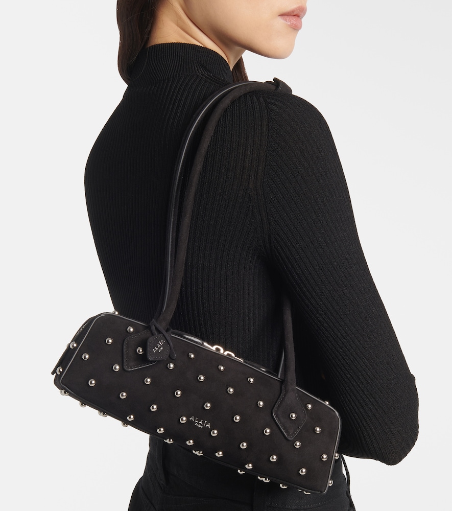 Alaïa Le Teckel Small studded suede shoulder bag