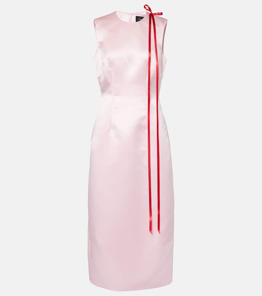 Bow-detail satin midi dress