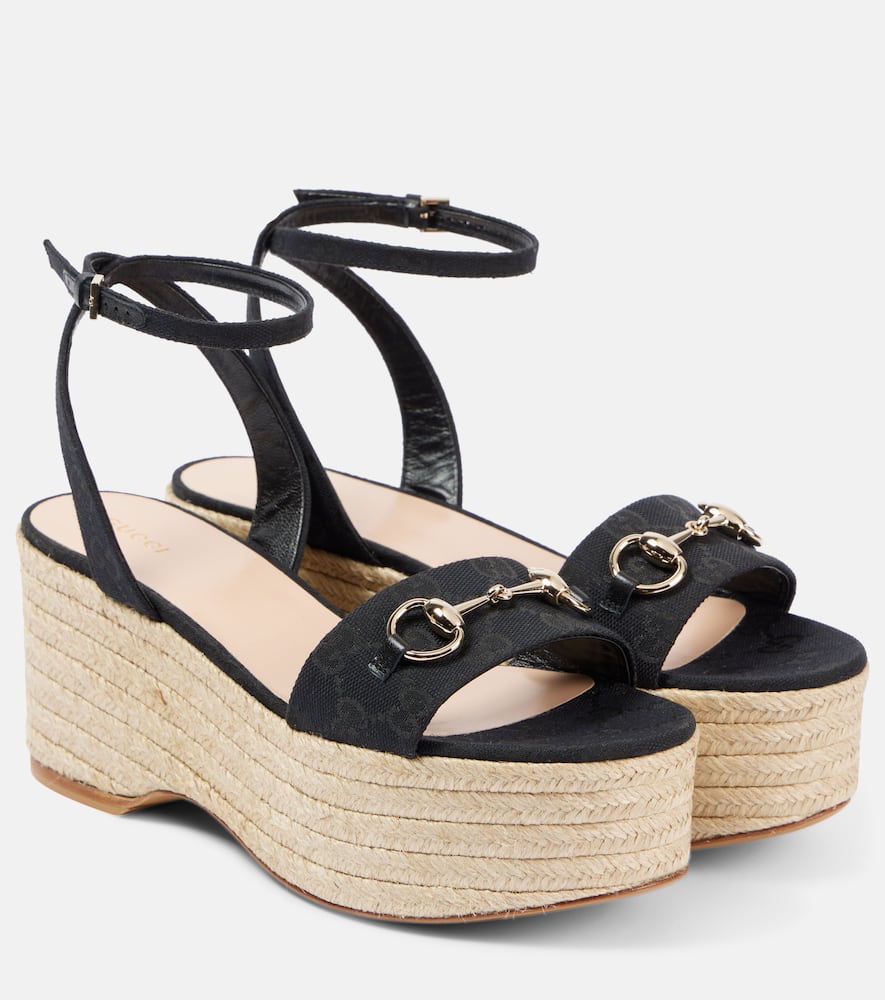 Lady Horsebit suede espadrille wedges