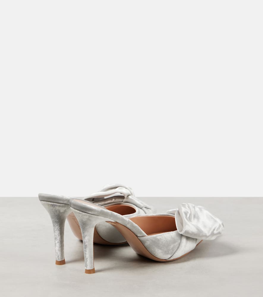 【Gianvito Rossi】 85 bow-detail velvet mules Gianvito Rossi 85 Bow-detail Velvet Mules In Silver | ModeSens