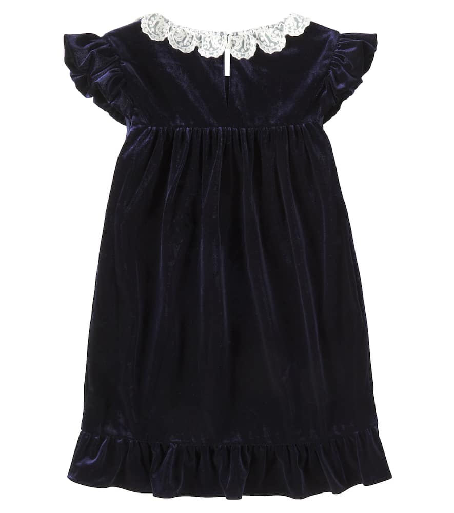 SELF-PORTRAIT LACE-TRIMMED VELVET DRESS