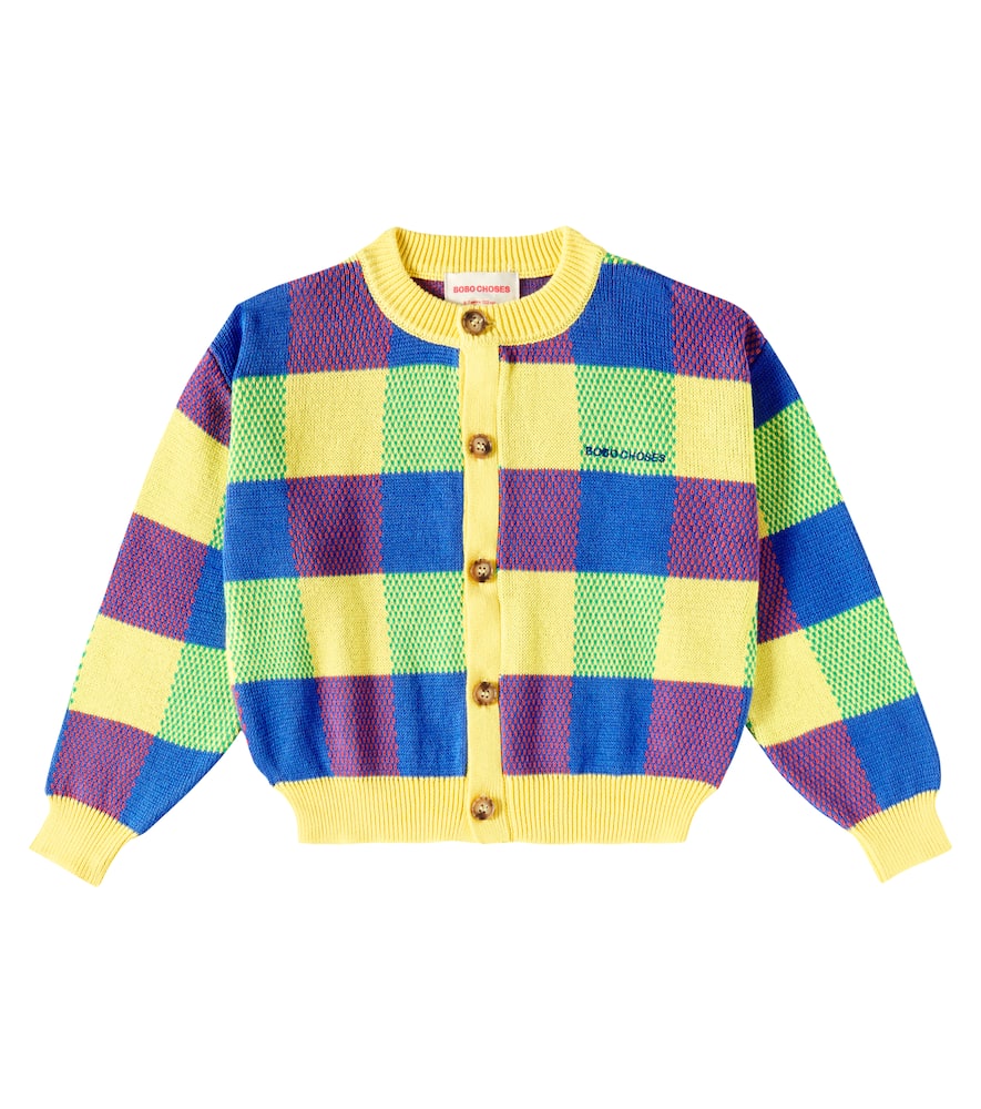 Bobo Choses Vichy Cotton Jacquard Cardigan In Multicoloured