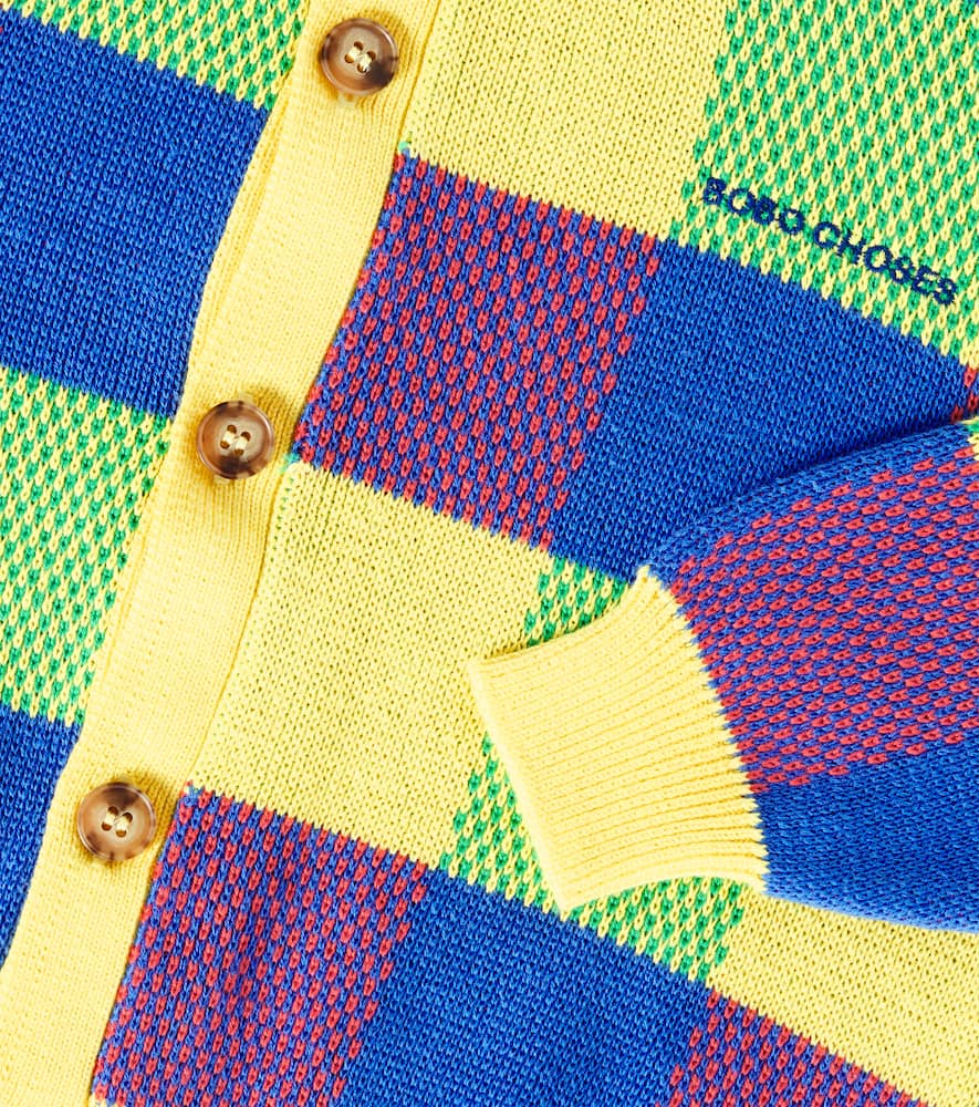 Bobo Choses Vichy Cotton Jacquard Cardigan In Multicoloured