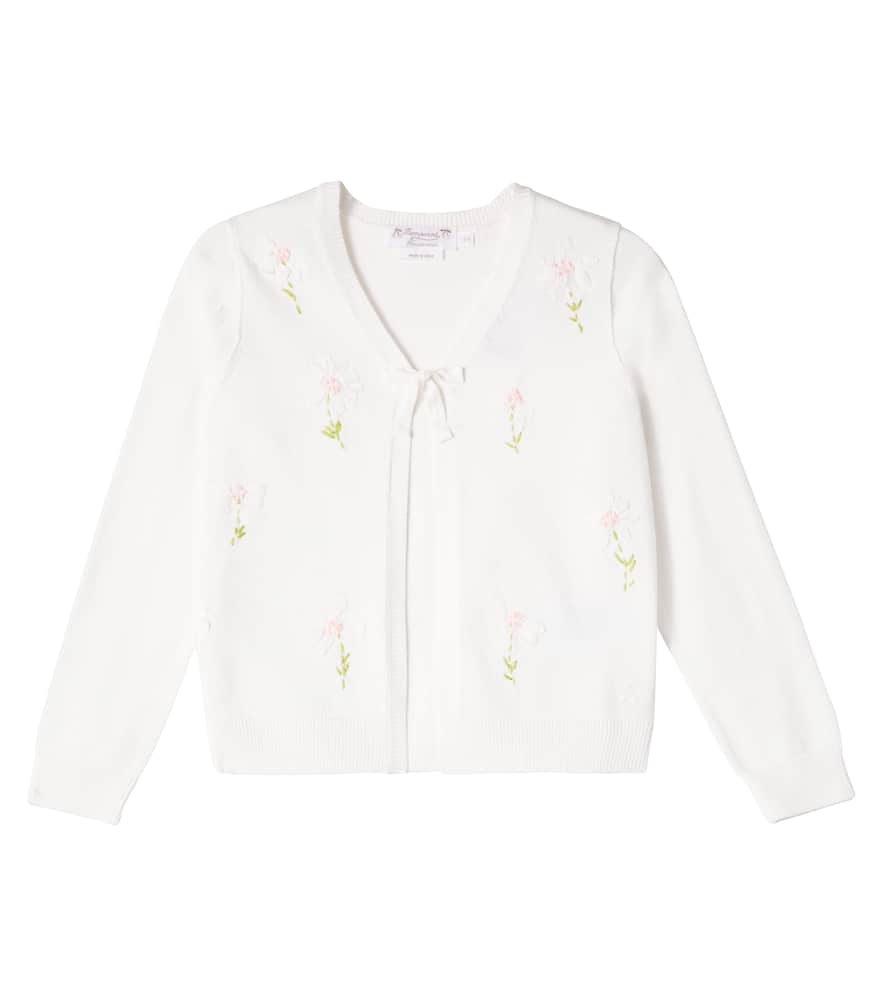 Bonpoint Esmia Embroidered Cotton Cardigan In White