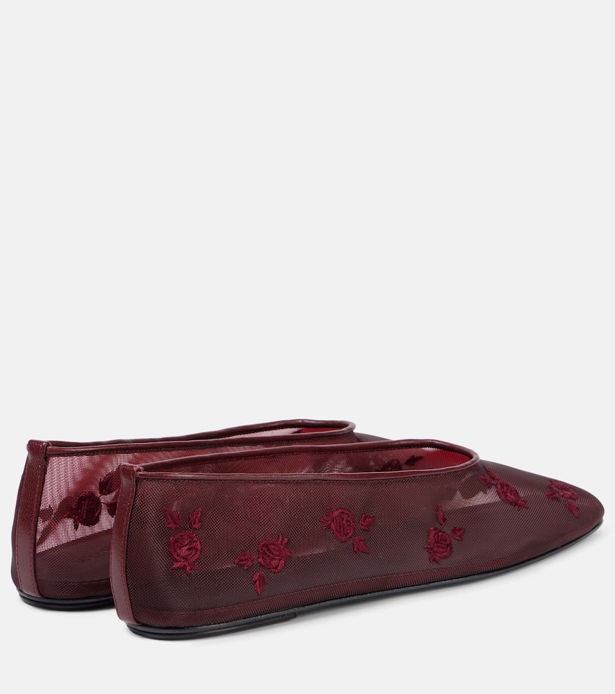Magda Butrym Bestickte Ballerinas Aus Mesh In Burgund