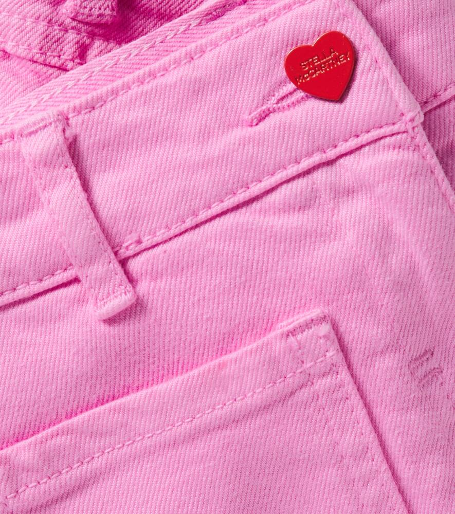 Stella Mccartney Frayed Denim Shorts In Pink