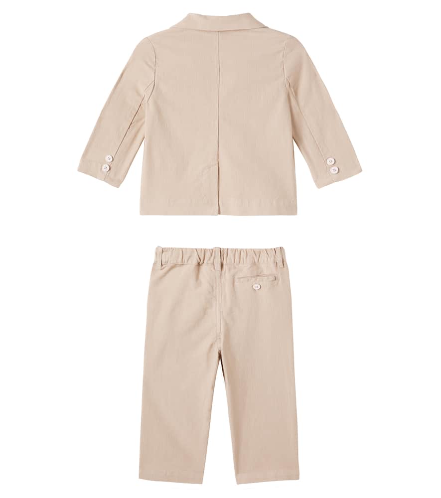 Il Gufo Baby Cotton-blend Top And Pants Set In Beige