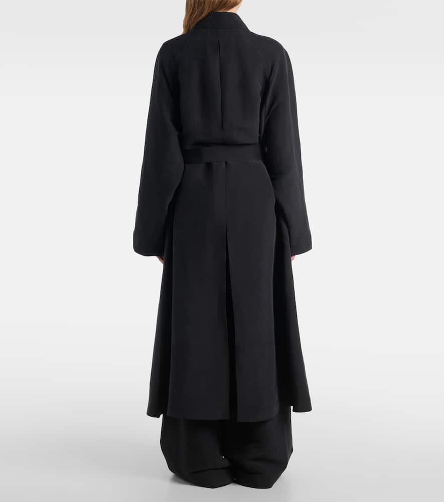 The Row Ryo Beled Long Silk Trench Coat In Black