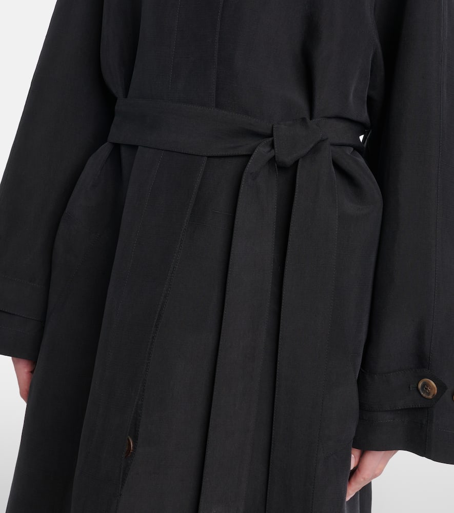 The Row Ryo Beled Long Silk Trench Coat In Black