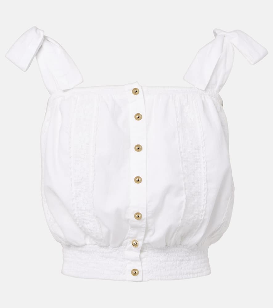 Giulia lace-trimmed cotton top