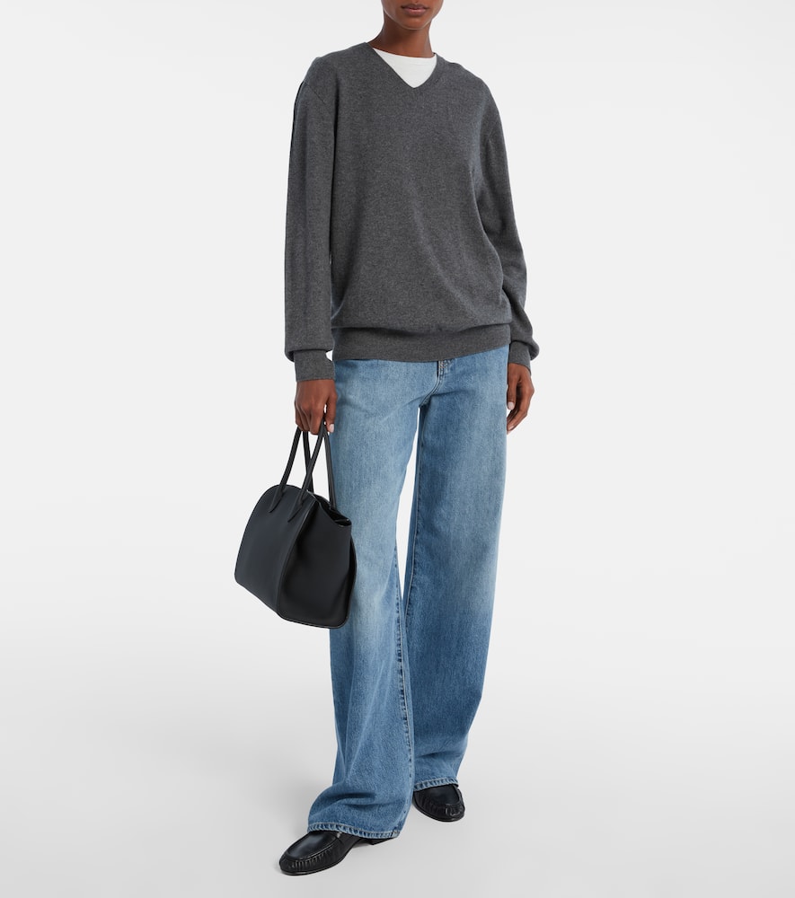 The Row Marlo 12 Leather Tote Bag In Black
