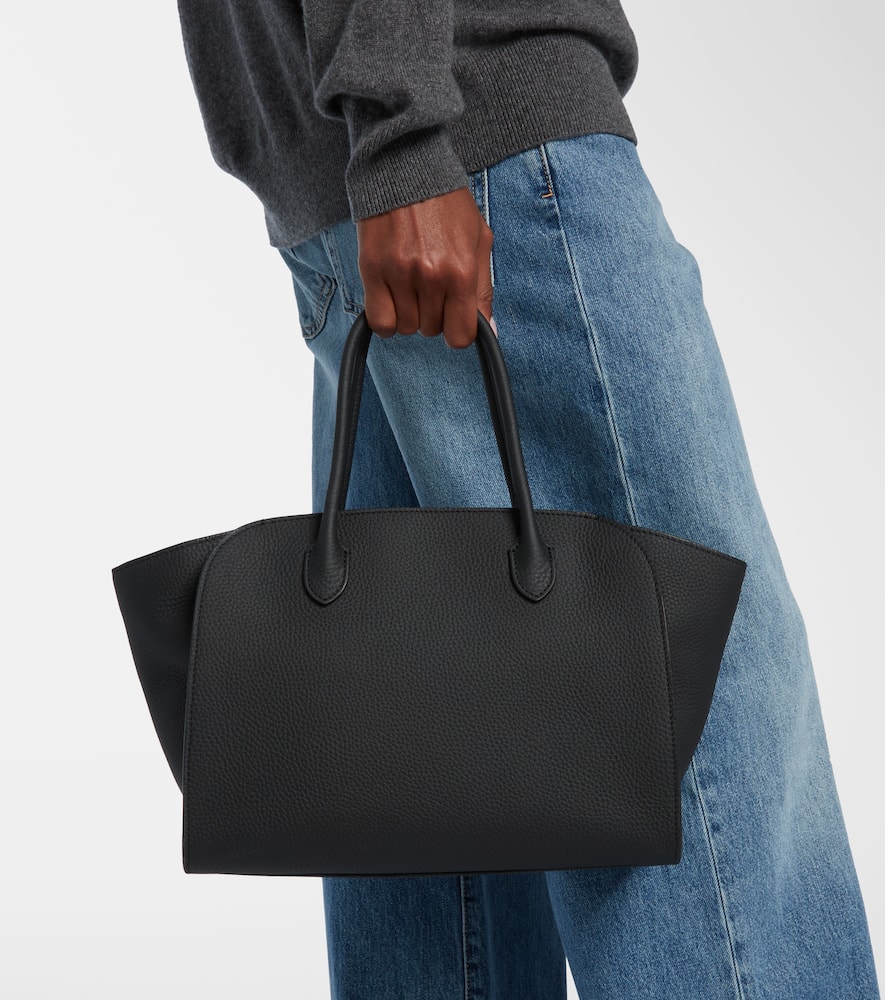 The Row Marlo 12 Leather Tote Bag In Black