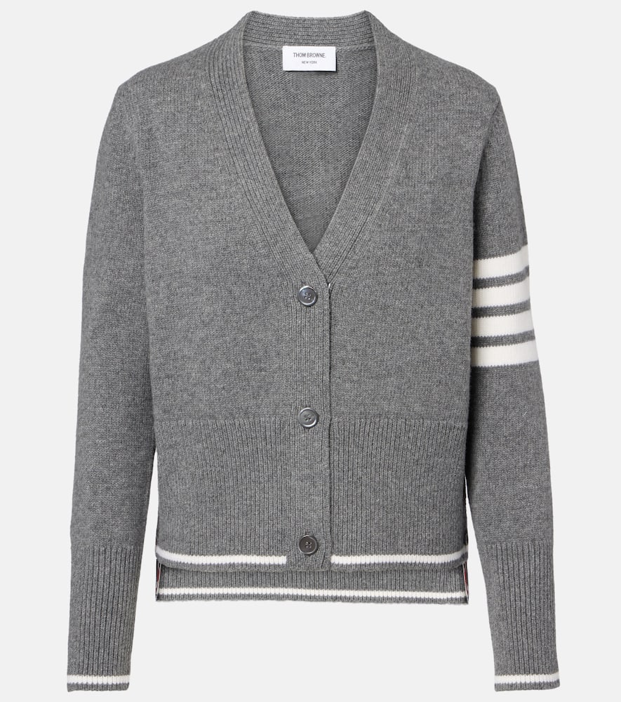 Thom Browne 4-bar Virgin Wool Cardigan In Gray