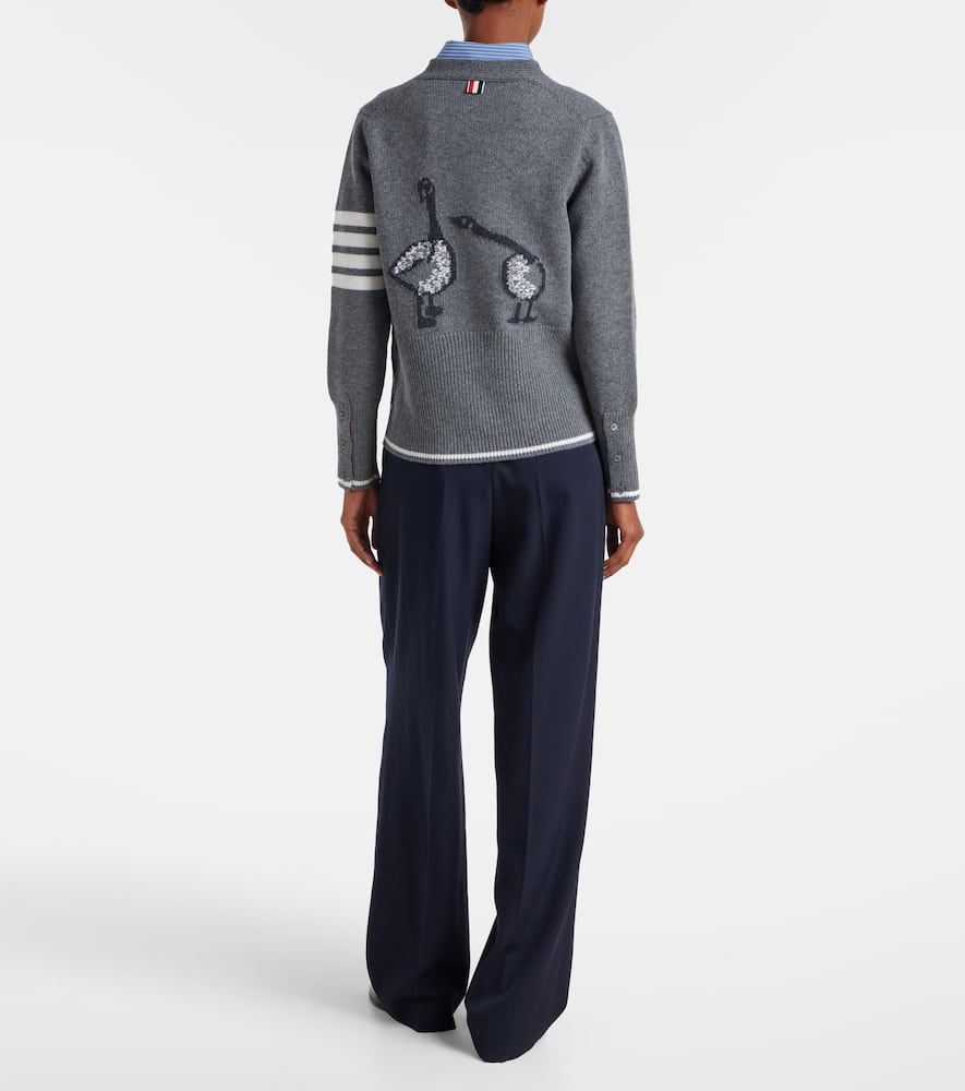 Thom Browne 4-bar Virgin Wool Cardigan In Gray