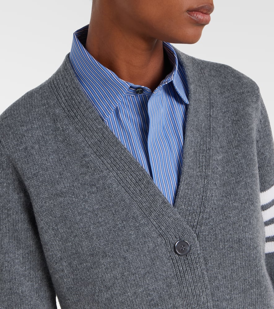 Thom Browne 4-bar Virgin Wool Cardigan In Gray