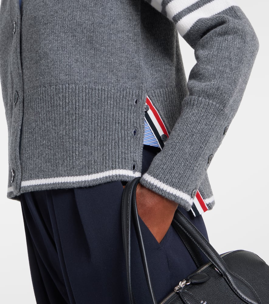 Thom Browne 4-bar Virgin Wool Cardigan In Gray