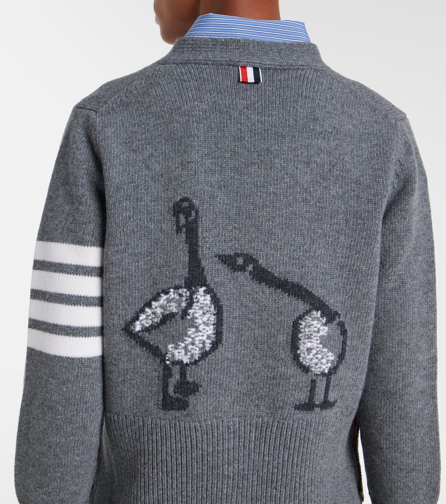 Thom Browne 4-bar Virgin Wool Cardigan In Gray