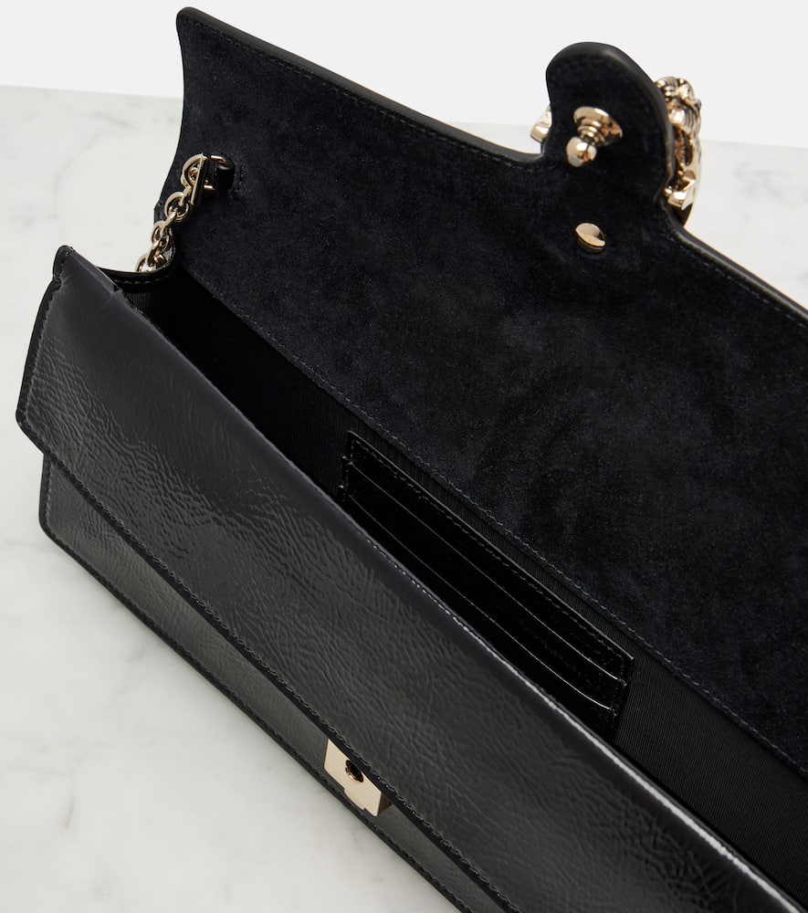Gucci Dionysus Patent Leather Clutch In Black