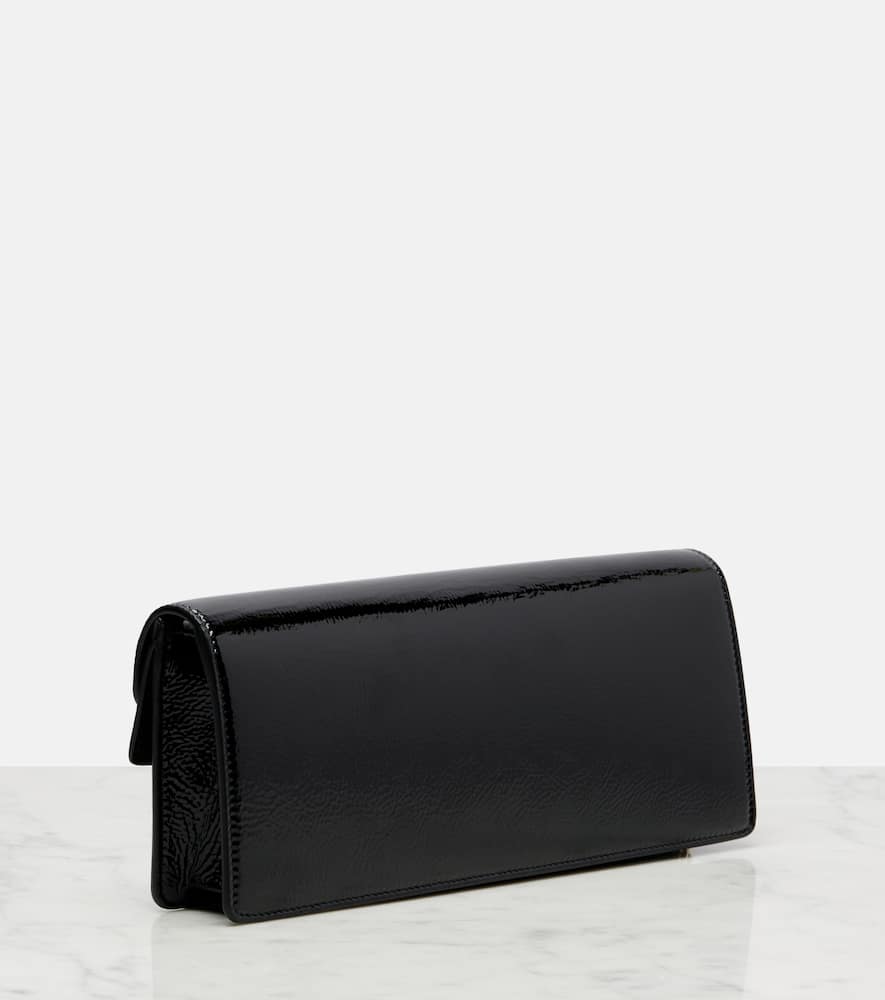 Gucci Dionysus Patent Leather Clutch In Black