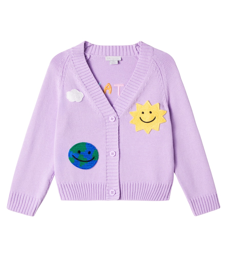Stella Mccartney Appliqué Cotton And Wool Cardigan In Purple